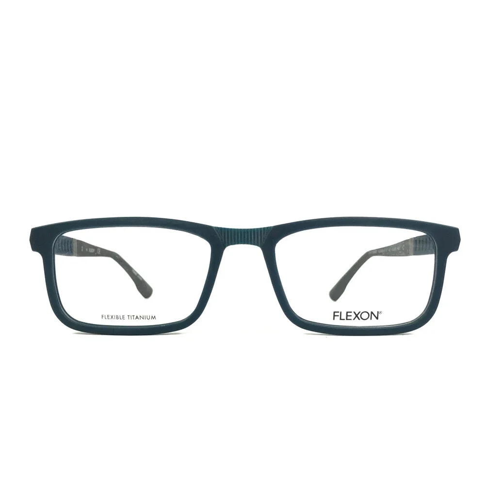 Flexon Eyeglasses Frames E1117 412 Matte Blue Black Rectangle Full Rim 51-18-140